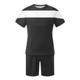 thumbnail image 6 of Men's Spring Summer 2-Piece Casual Set, Color Block Short Sleeve Tee and Shorts, Breathable Outfit For Streetwear Fashion and Daily Use,Black,2XL, 6 of 6