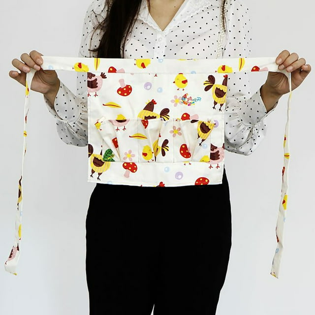Oleegame 1PC Pretty Apron Fashion Collecting Apron Pockets Holds Chicken Farm Home Apron