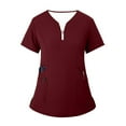 thumbnail image 3 of MLQIDK Scrub Sets for Woman Plus Size Medical Scrubs Petite V-Neck Scrub Pants and Tops Scrubs Nursing Scrubs Clothing Set for Women Wine M, 3 of 8