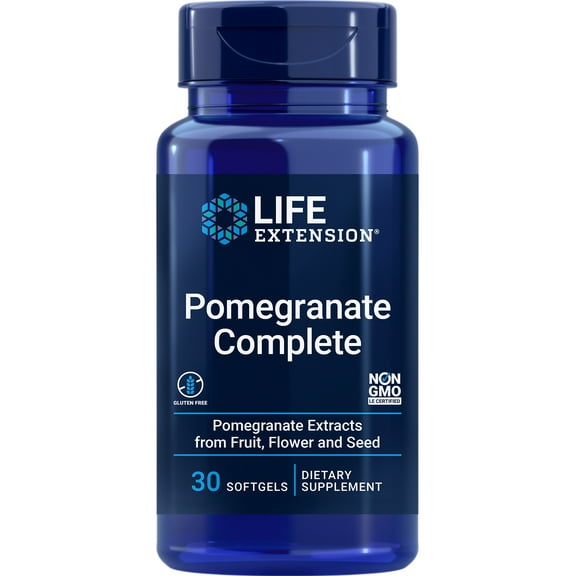 Life Extension Pomegranate Complete - Comprehensive Superfood Health Supplement, Supports Cardiovascular Endothelial Health - Gluten-Free, Non-GMO - 30 Softgels