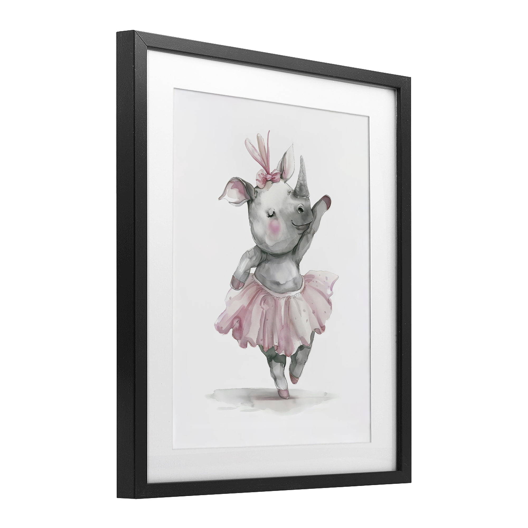 Stupell Industries Ballerina Rhino in Pink Tutu Black Framed Print Under Glass, design by LSR Design Studio
