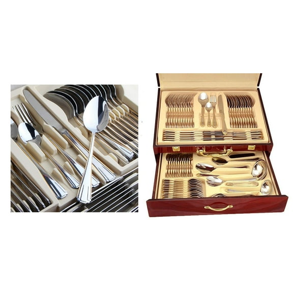72-Piece Venezia Collection Gold Flatware Serving Set - Set for 12