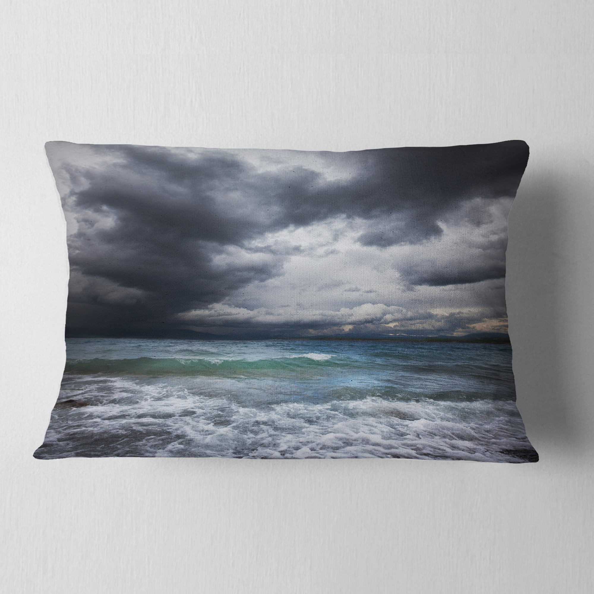 Designart 12" x 20" White Polyester Throw Pillow