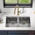thumbnail image 5 of Strictly Sinks 32 Inch Undermount Workstation Silver Kitchen Sink – Hexagon Texture Double Bowl Sink, 5 of 8