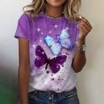 thumbnail image 2 of USSUMA Plus Womens Tops Dressy Casual Comfy Cute Loose Crewneck Women's Tunics 3D Rose Butterfly Print Basic Tee T Shirts for Women Short Sleeve Summer Blouses Trendy, 2 of 6