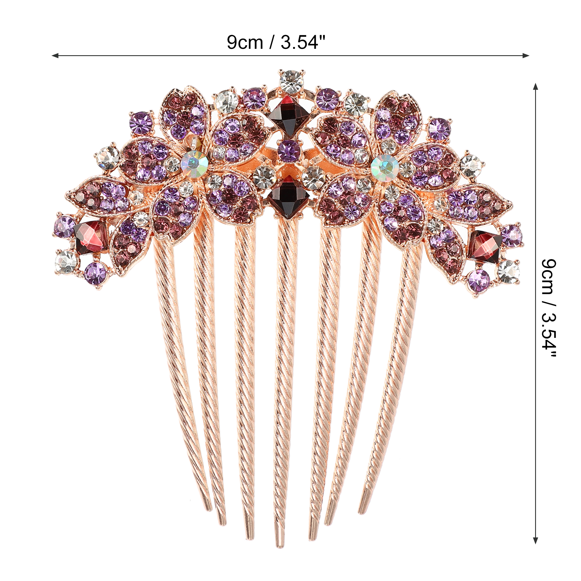 Unique Bargains Women Rhinestone Inlaid Flower Hair Comb Purple