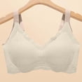 thumbnail image 6 of Oksale Underwire Bras for Women Plus Size Trendy Wave Trim Seamless Bra Adjustable Spaghetti Strap Sport Bra Cozy Push Up Bra Beige L, 6 of 6