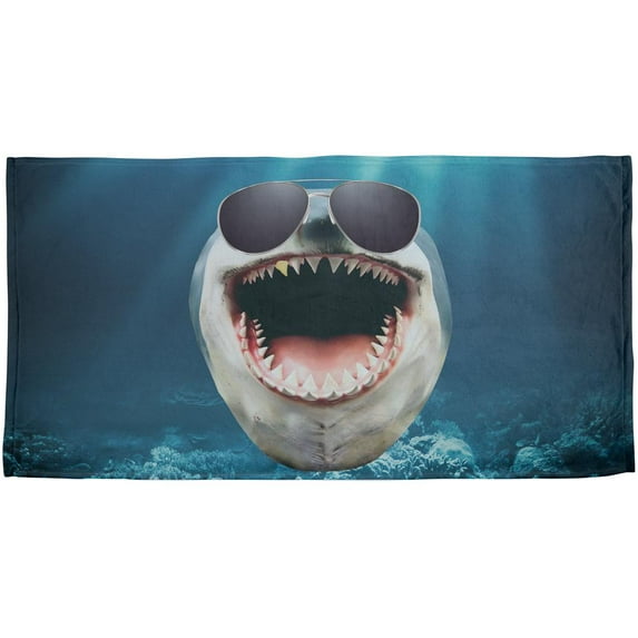 Big Goofy Shark In Sunglasses All Over Beach Towel