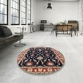 thumbnail image 3 of Ahgly Company Indoor Round Mid-Century Modern Purple Lily Purple Oriental Area Rugs, 4' Round, 3 of 6