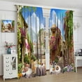thumbnail image 4 of Italian Natural Scenery Country Curtain,Romantic Flowers Retro Town Landscape Print Window Drapes for Bedroom Living Room Kitchen Set 2 Panels,84x84 Inches, Style-7, 4 of 6