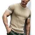 thumbnail image 3 of vdgthytj Mens Short Sleeve T Shirts Crew Neck Cable Knit Regular Fitted Tees Summer Casual Striped Sweater T Shirts, 3 of 4