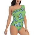 thumbnail image 3 of Gaeub Motorcycle Riding Dinosaur Women's One Shoulder Ruffle Tummy Control Swimwear for Swimming Surfing Beach Party - X-Large, 3 of 8