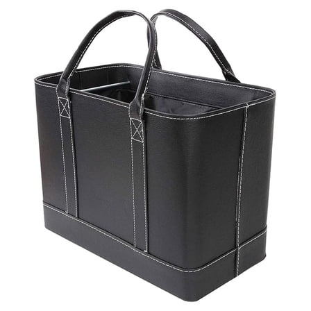 Chic File Organizer Tote - Important Document Organizer Bag, Portable File Box with Handle, Black