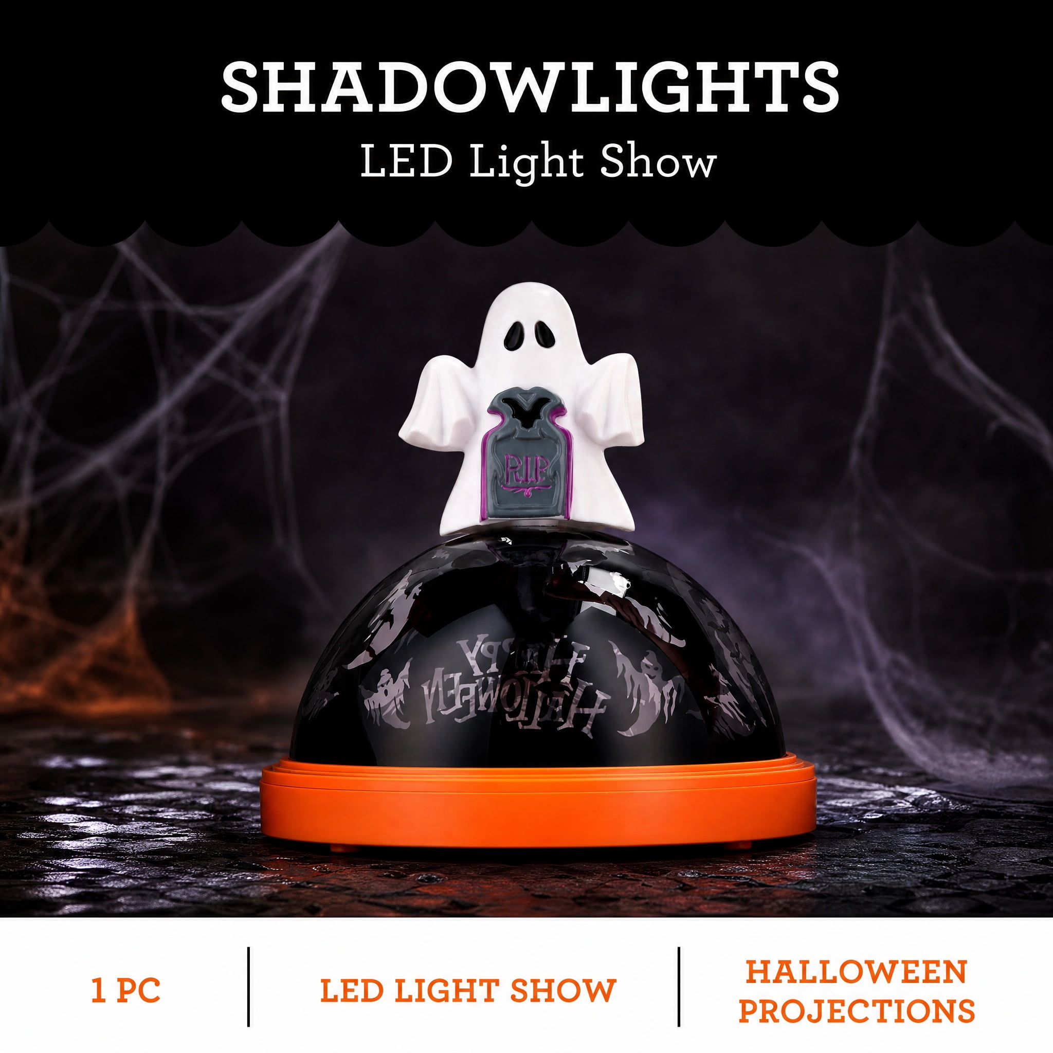 Halloween Light Show Projection Illuminations with Ghostly Toppers by Shadow Lights