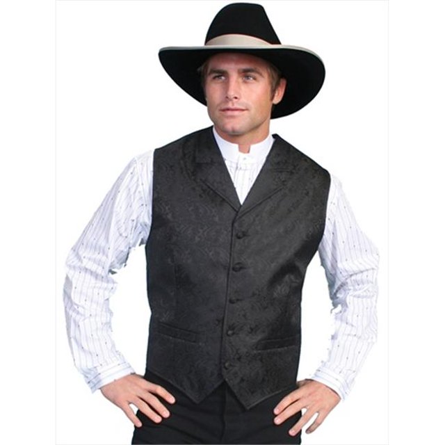 Scully RW093-BLK-M Mens Rangewear Scarboro Paisley Vest- Black- Medium