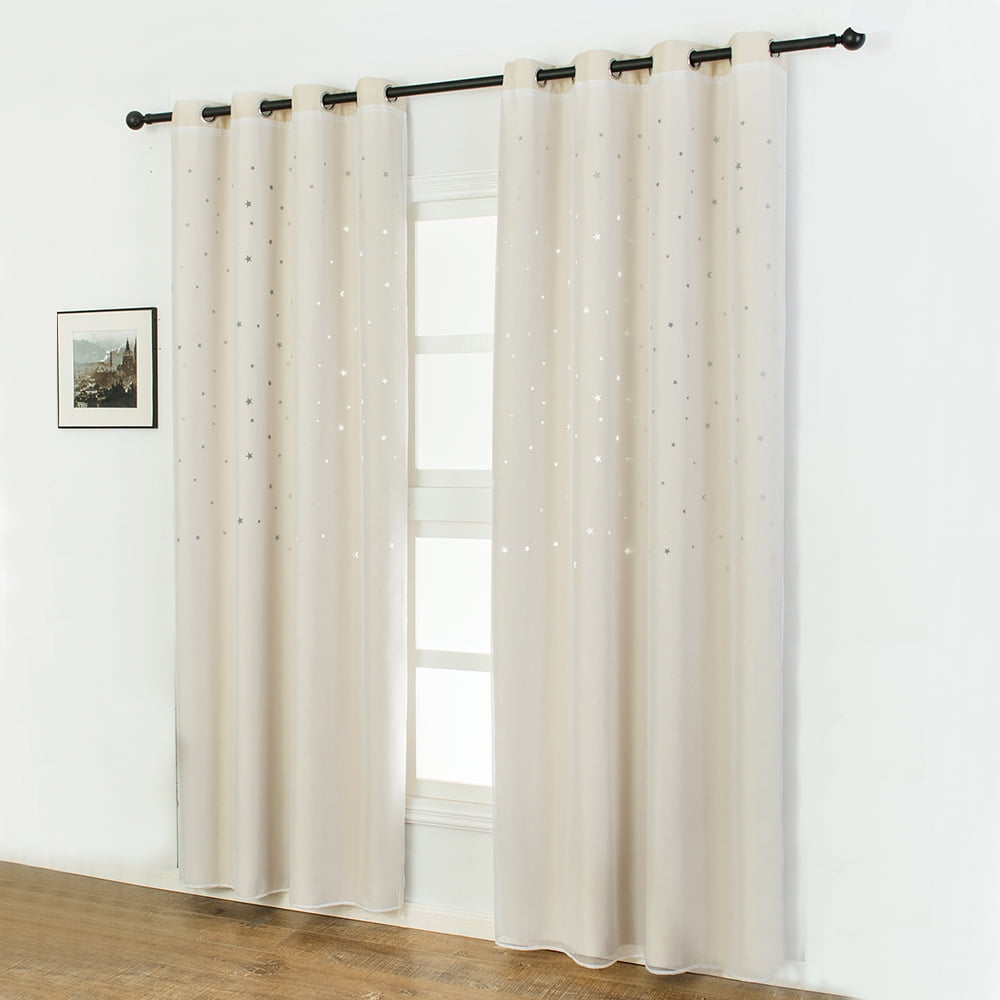 Blackout Curtains Star Shape Hollow Double Layer Cloth Yarn