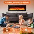 thumbnail image 3 of IDEALHOUSE 50in Electric Fireplace, Ultra-Thin Recessed or Wall Mounted, Multi-Flame Colors, Remote, App, Timer, Modern Heater for Living Room, Bedroom, Office, 3 of 9