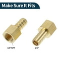 thumbnail image 4 of Conectores de rosca hembra de latón para manguera de 1/2" 3/8" NPT para aire, agua, aceite, gas, combustible, 2 piezas tono dorado, 4 of 6