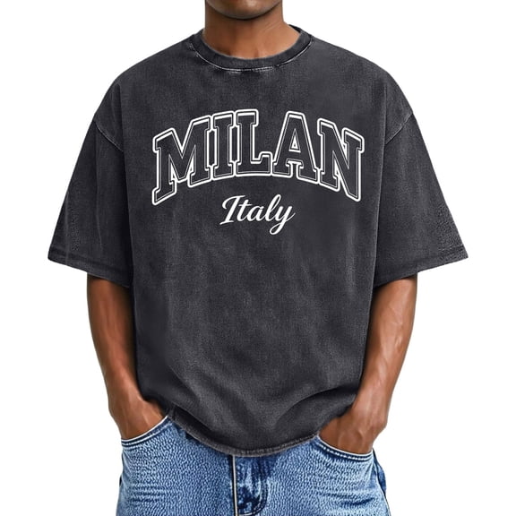 CONZONE Mens T-Shirts Short Sleeve Distressed T Shirts for Men Crew Neck Letter Graphic Y2K Casual Summer Tee Tops