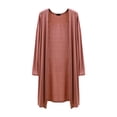thumbnail image 4 of Lightweight Cardigan for Women Long Sleeve Open Front Cover Up Soft Loose Knit Sweater Casual Loungewear Mid Long Length Pink L, 4 of 4