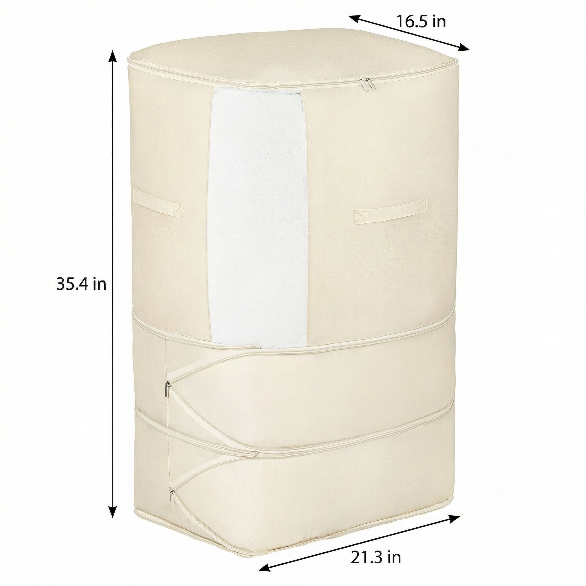 Unique Bargains Foldable Storage Bag for Organizing Bedroom Beige 21.3"x16.5"x35.4"
