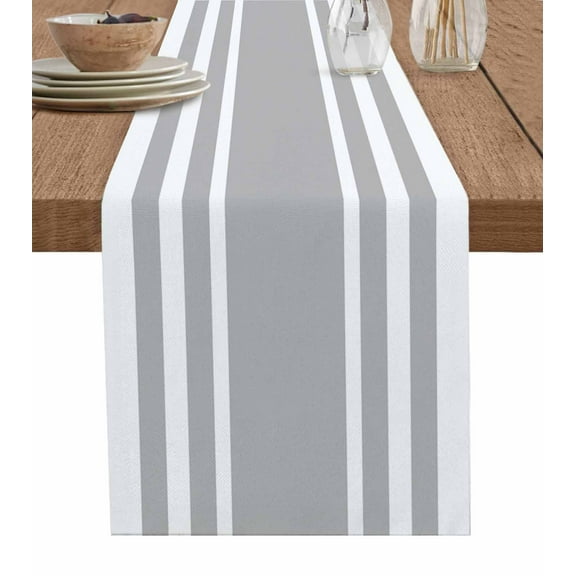 Table Runner Dresser Scarf 13 x 70 Inch Gray Geometric Fringe Table Runners Non-Slip Heat Kitchen Dining Table Decor for Indoor Outdoor Home Party Decoration