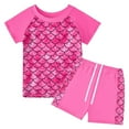 thumbnail image 3 of YTDSCS Little Girls Two Piece Outfit Toddler Swimsuits Summer Fish Scale Bathing Suit Kids Beach Short Sleeve Swimwear Swimming Pants for Girls 5-12 Years, 3 of 8