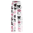thumbnail image 4 of Halloween Elastic Waist Lounge Pants Women Wide Leg Print Soft Casual Sleep Pajama Pj Bottoms, 4 of 9