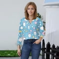 thumbnail image 4 of HAVUITYY Easter 3/4 Sleeve Sweaters for Womens, Cute Bunny Eggs Printed Womens Tops, Spring Going Out Shirts for Women Wear & Gifts, 4 of 5