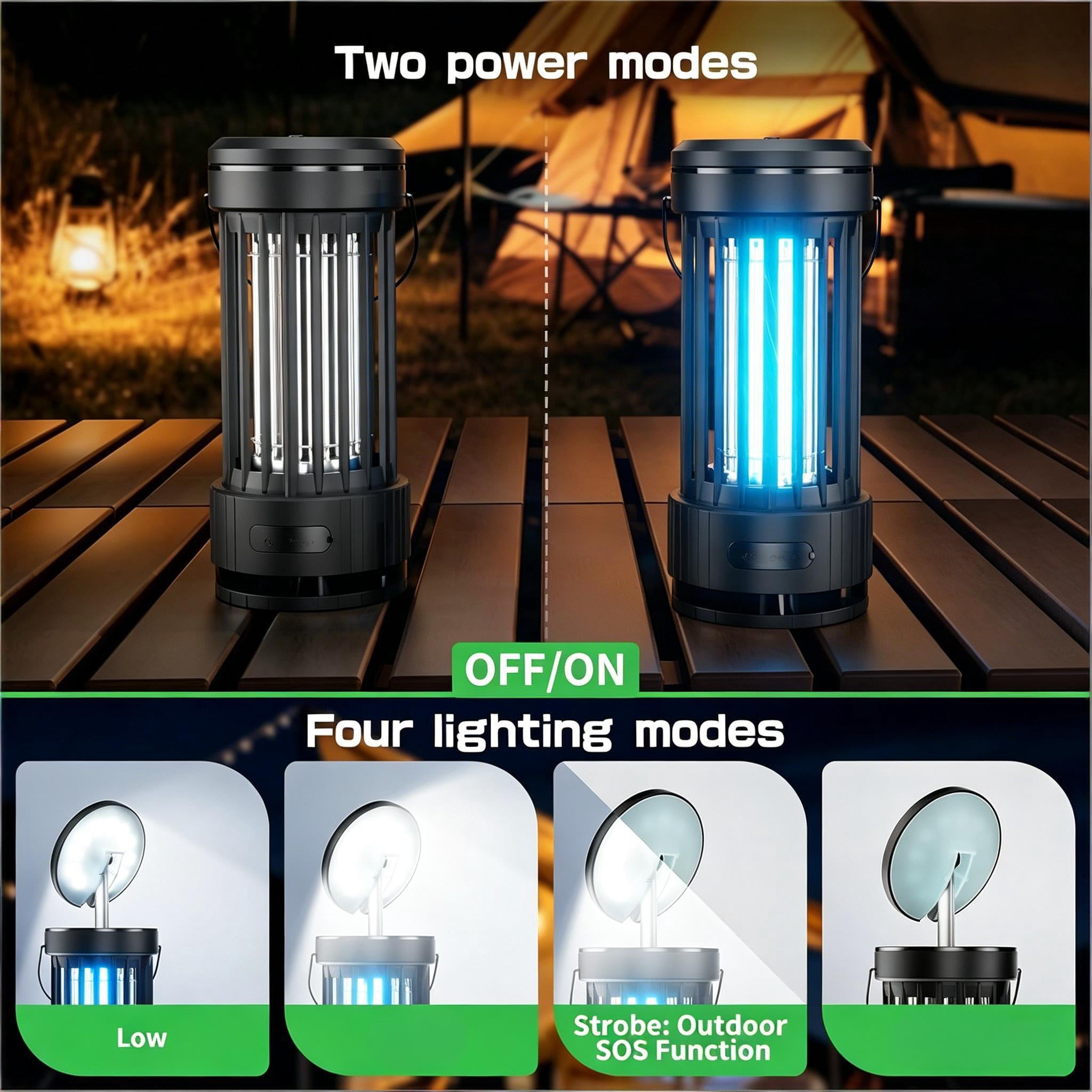 Bug Zapper, Rechargeable Fly & Mosquito Catchers, Portable Electric Insect Trap with Height Adjustable LED Lights for Bugs in Backyard, Patio, Camping, Fishing