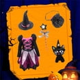 thumbnail image 4 of Disfraz de bruja de Halloween para niñas con sombrero puntiagudo y varita con estrellas plateadas brillantes, vestido estampado para fiesta de carnaval y mascarada de Halloween, 4 of 4