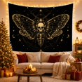 thumbnail image 3 of Skull Moth With Celestial Lines on Black Background, Eerie Gothic Style for Dark Art Lovers, Dark Insect Wall Art, Halloween Gift, Tapestry Wall Hanging for Bedroom and Dorm, 3 of 7