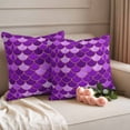 thumbnail image 2 of Purple Fish Scale Outdoor Waterproof Pillow Covers, Modern Geometric Ombre Abstract Moroccan Decorative Square Throw Pillowcase Sofa Cushion Sham for Patio/Couch/Chair, 24"x24" 2 Pack, 2 of 8