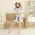 thumbnail image 3 of FORMRS Niños Bathrobe Unisex Hooded Robe Soft Plush Pajamas Sleepwear, Size 10-12T, Beige Retro Flower, 3 of 7