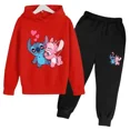 thumbnail image 2 of Conjunto de 2 piezas de sudadera y pantalones con estampado de dibujos animados de Disney Stitch para niños de 3 a 14 años, ropa deportiva informal para niños y niñas, 2 of 5
