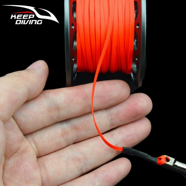 maskred Keep Diving Spool Reel Portable Polyester Rope Hanging Rotatable Reels Outdoor Activity Dive Accessories with Double End Hook Black 15m