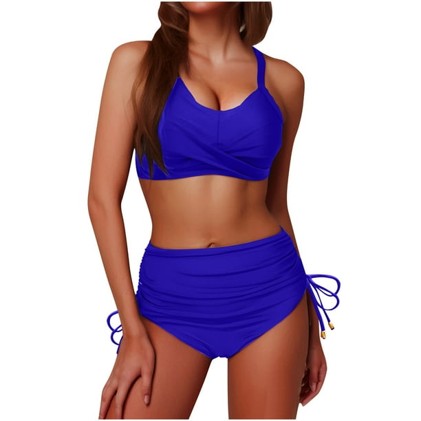 Trajes de baño de una pieza para mujer Conjuntos de bikini de cintura alta para mujer Trajes de baño con cordón Traje de baño cruzado con lazo en la espalda Traje de baño para mujer