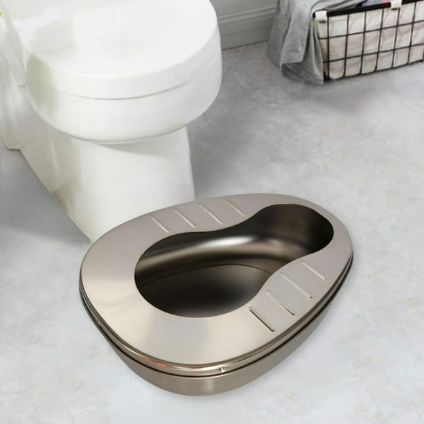 Orinal de acero inoxidable, cómodo, fácil de limpiar, versátil, cómoda junto a la cama, contenedor para orinar, orinal portátil para hombres y mujeres Sin tapa