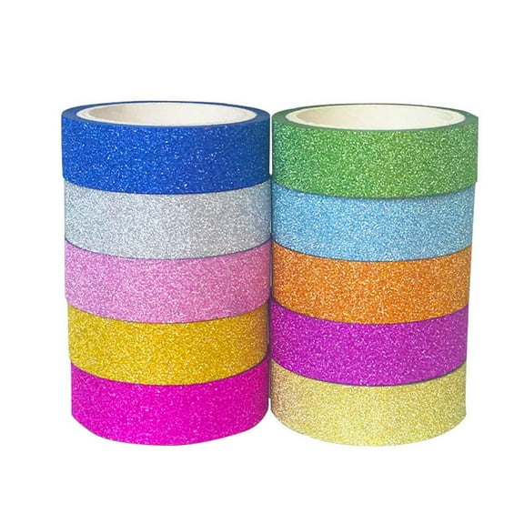 Raindrops Glitter Washi Tape Solid Color 10Pcs 1.5 X 3M