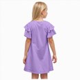 thumbnail image 2 of HCNTES Girls Casual Dresses Adorable Short Sleeve Solid Color Dress for Daily Wear, 2 of 7