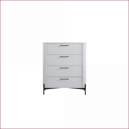 Chests & Wardrobes | Modern White 4-Drawer Chest with Reeded Fronts | Solid Wood+MDF