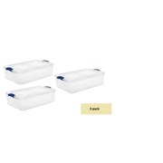 Sterilite 32 Quart Latch Box, Clear Plastic Storage Bin with Clear Lid, Blue ( pack of 3 )