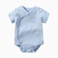 thumbnail image 2 of Infant Baby Boy Girl Summer Outfit Short Sleeve Solid Color Bodysuit Cute Romper Jumpsuit 0 3 6 9 12 18 Months Casual Newborn T-Shirt Clothes Gibobby,Newborns,Light Blue, 2 of 9