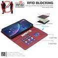 thumbnail image 4 of Compatible With iPhone 15 Wallet Case,PU Leather Flip Folding Kickstand,With [RFID Blocking] Card Holder,Magnetic Closure,Shockproof Anti-fall Rugged Phone Case Cover,Red, 4 of 9