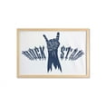 thumbnail image 1 of Rock and Roll Wall Art with Frame, Rock Star Pattern with a Raised Hand Doing the Sign, Printed Fabric Poster for Bathroom Living Room, 35" x 23", Dark Violet Blue White, by Ambesonne, 1 of 2
