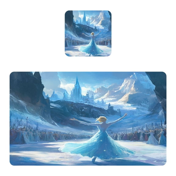 Wobogo Ice Princess Dancing on The Ice Pattern Placemats Coasters Set of 1 Heat-resistant Non-slip Easy to Clean Square Dinner Plate Mat
