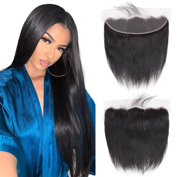 13x4 oreja a oreja transparente HD encaje frontal cierre 12A sin procesar brasileño virgen cabello humano frontal 20 pulgadas sedoso recto completo encaje frontal cierre pre-desplumado color negro nat