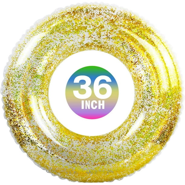 Brier Yellow Glitter Swim Ring Glitter Pool Inflatable Swim Tube Ring
