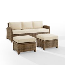 Crosley Furniture Bradenton 3-piece Fabric Outdoor Sofa Set in Sand/Brown