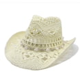 thumbnail image 2 of Shadoumai Cowboy Hat Cowgirl Hat Cowboy Hats Wide Brim Western Cowboy with Decorative Band, 2 of 4